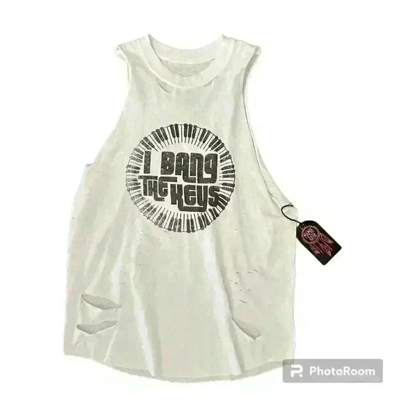 Mamie Ruth I Bang The Keys Tank Band Wife Piano Keyboard wifey Size Small NWT - Picture 3 of 14
